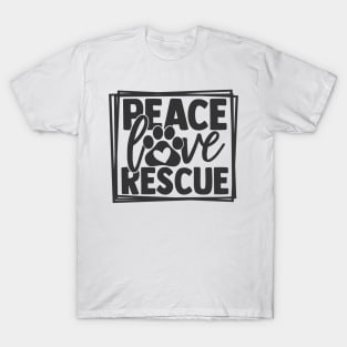 Peace Love Rescue Dog Cat Humane Society Dog Cat Lover T-Shirt